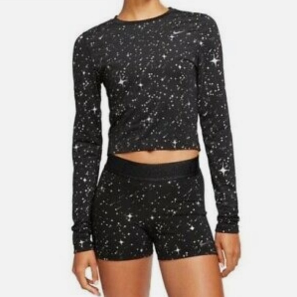 Nike | Starry Night Fitness Training Crop Top Black Silver - Picture 1 of 7
